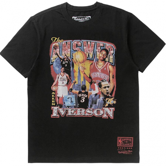 Bootleg 76ERS-Iverson T-paita ryhmss TEKSTIILIT / MIESTEN TEKSTIILIT / T-paidat @ 2WIN BASKETBUTIK (BMTRINTL1477-P76AIBLCK)